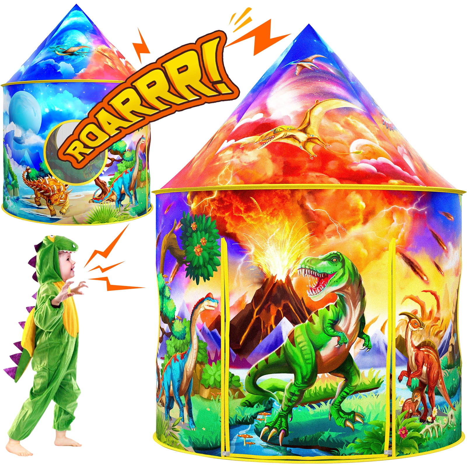 PigPigPen Dinosaur Kids Play Tent for Boys 3-8 Years Indoor Playhouse Toddler Dinosaur Toys