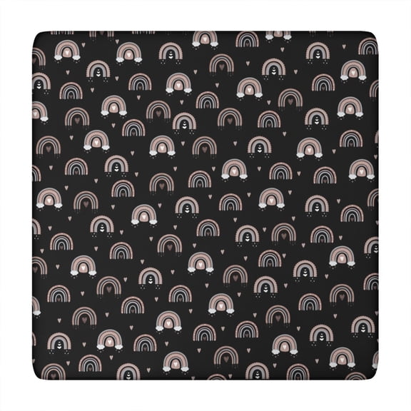 Kids Playful Elastic Table Cover - Cartoon Graffiti Square Tablecloth, Soft Durable Washable Snug Fit (Stars & Moon Theme)