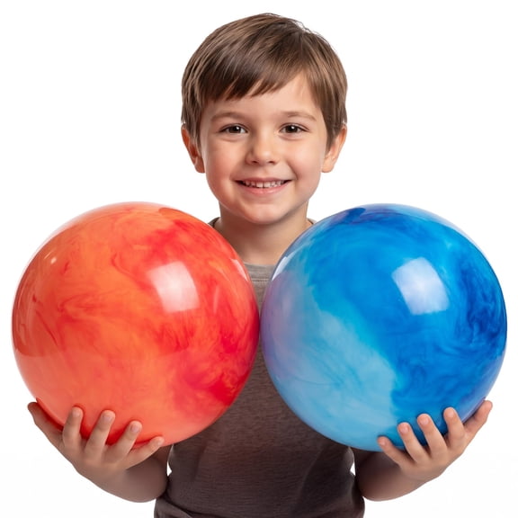 Kids Playground Balls (2 Pack) - 8.5-Inch Marbleized Inflatable Activity Balls with Pump - Soft Bouncy Balls for Kids, Preschool, Daycare, Backyard & Outdoor Fun Summer Games