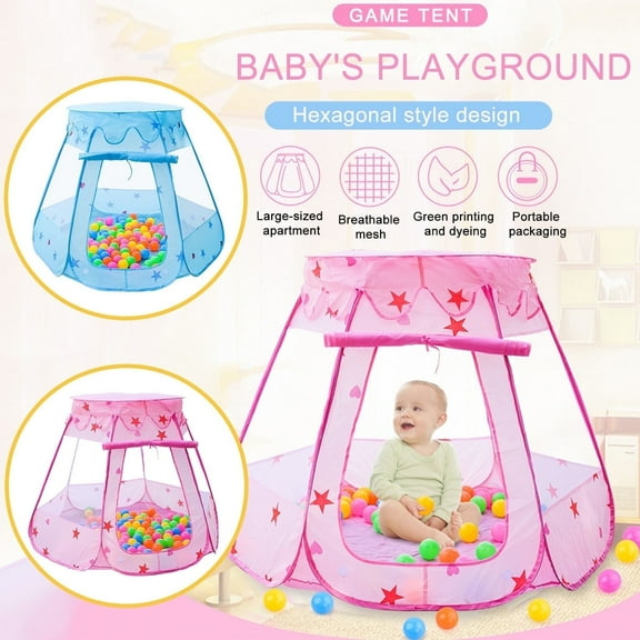 Kids Playhouse for Boys and Girls, Indoor & Outdoor Play Tent for Toddlers, Foldable Ball Pit Tent, Easy to Install, Kids Playhouse Play Tent for 1-5 Years Old Birthday Gifts, Balls Not Included
