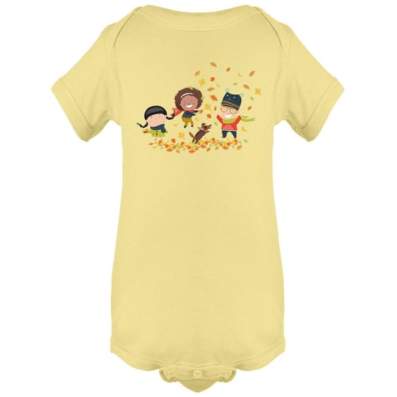 Kids Playing With Leaves Bodysuit Infant -Image by Shutterstock, 24 Months
