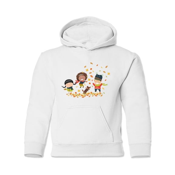 Kids Playing With Leaves Hoodie Juniors -Image by Shutterstock,  x-Large