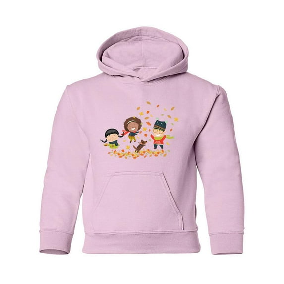 Kids Playing With Leaves Hoodie Juniors -Image by Shutterstock, x-Large