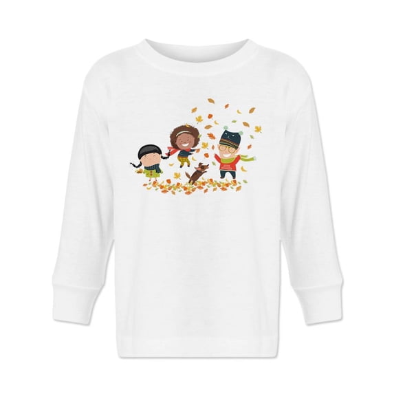 Kids Playing With Leaves Long Sleeve Toddler -Image by Shutterstock, 5 Toddler
