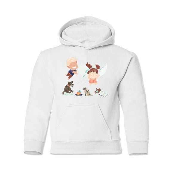 Kids Playing With Pillows Hoodie Juniors -Image by Shutterstock,  Small