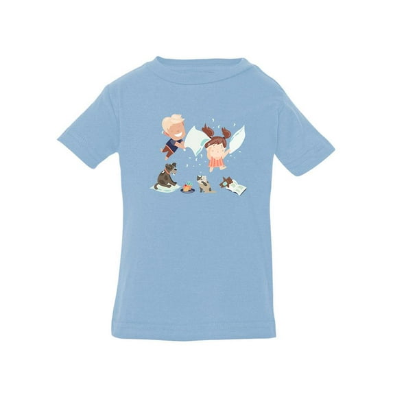 Kids Playing With Pillows T-Shirt Infant -Image by Shutterstock, 6 Months