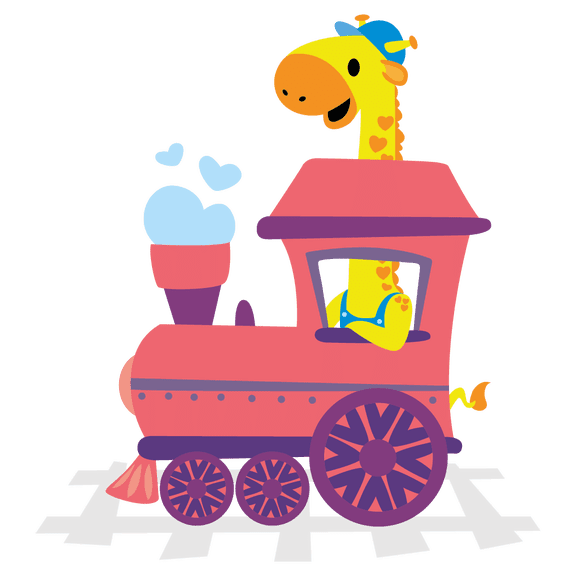 Kids Playroom Art 20" x 21" Giraffe Train Driver Decoration Sticker Multicolored Toy Train Art Design Removable Home Bedroom Living Room Adhesive Vinyl Wall Decal