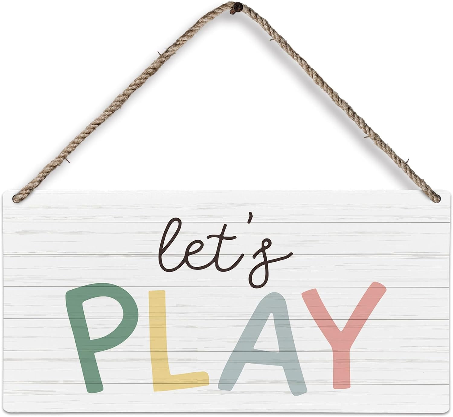 Kids Playroom Boho Decor 12 x 8 Inch - Play Wooden Hanging Plaque ...