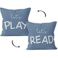 thumbnail image 1 of Kids Playroom Decor,Classroom Pillows Cover,Let''s Read Play Decorative 18 x 18 Throw Pillow Cover,Lets Play Read Kids Reading Corner Room Playroom Nursery Decor Reversible Pillowcase(Blue-2), 1 of 5