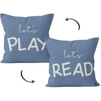 Kids Playroom Decor,Classroom Pillows Cover,Let''s Read Play Decorative 18 x 18 Throw Pillow Cover,Lets Play Read Kids Reading Corner Room Playroom Nursery Decor Reversible Pillowcase(Blue-2)
