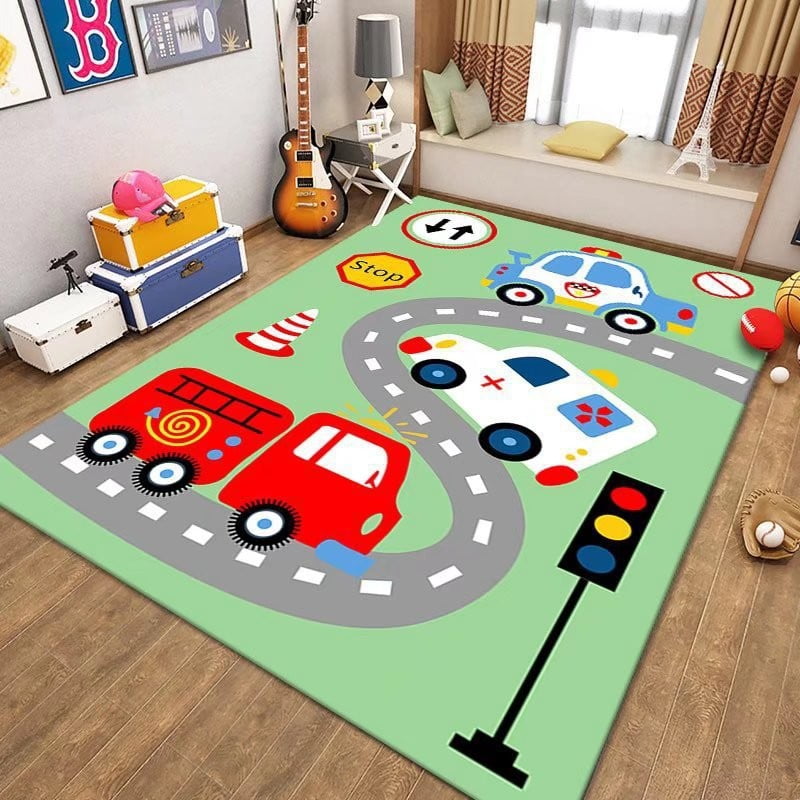 Kids Playroom Rug City Life Play Mat for Toy Cars and Trains Car Rug