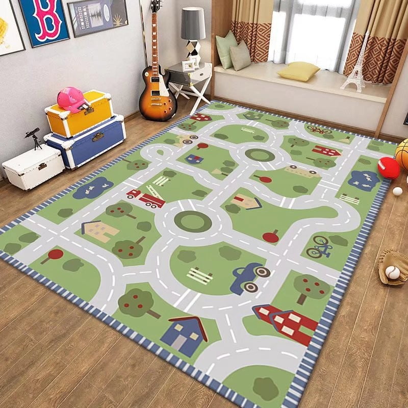 Kids Playroom Rug City Life Play Mat for Toy Cars and Trains Car Rug ...