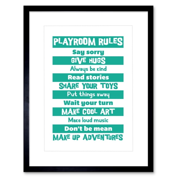 Kids Playroom Rules Fun Framed Wall Art Print