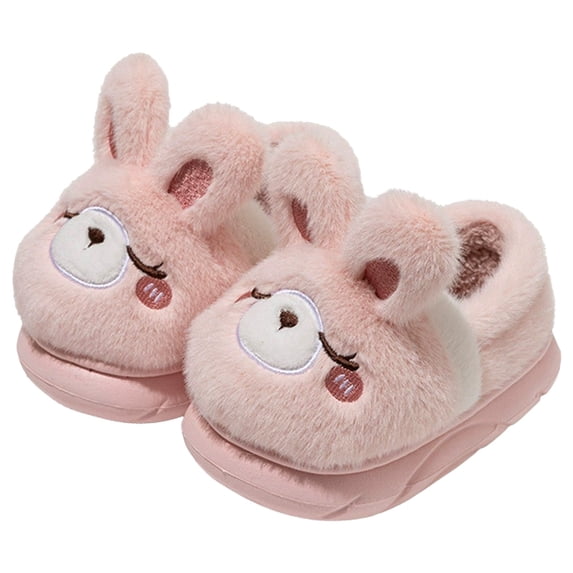 Kids Plush Cartoon Slippers, Warm -Lined Indoor Booties, Soft Non- Winter Shoes for Boys and Girls