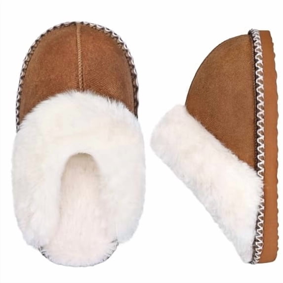 Kids Plush Fuzzy Slippers for Toddler Boys & Girls, Soft Warm Winter House Shoes, Non-Slip Thick Sole Bedroom Slides for Little Kid & Big Kid