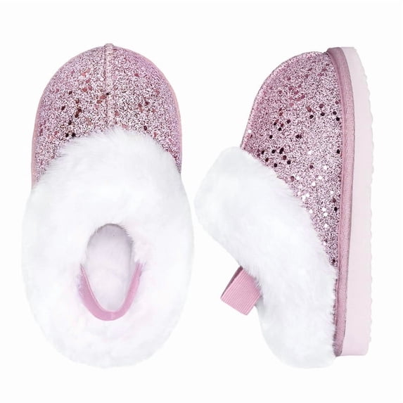 Kids Plush Fuzzy Slippers for Toddler Boys & Girls, Soft Warm Winter House Shoes, Non-Slip Thick Sole Bedroom Slides for Little Kid & Big Kid