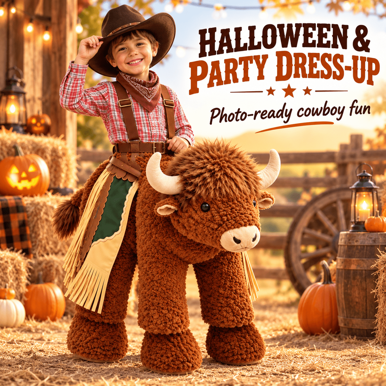 Kids Plush Ride-On Bison Costume, 3D Buffalo Novelty Gag Toy for Kids, Funny Ride-On Style Step-In Costume for Parties, Pretend Adventures and Seasonal Dress Up deal from Walmart