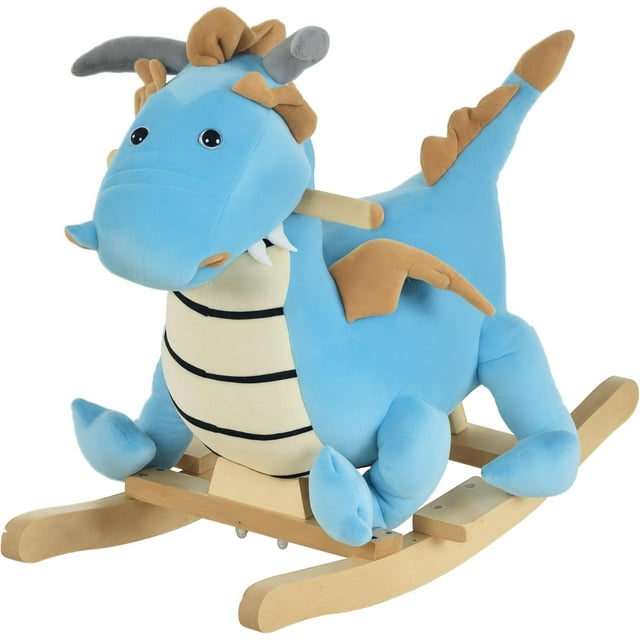 Kids Plush Ride-On Rocking Horse Toy Dinosaur Ride Rocking Chair with ...