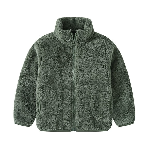 Kids Plush Winter Coat Girls Teddy Fleece Trench Coats Toddler Warm Faux Fur Jacket Sherpa Thermal Thick Jackets Fluffy Fuzzy Outerwear Zip Up Hoodies with Pockets