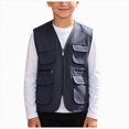 thumbnail image 1 of Kids With Pocket Boys Utility Gilets Zip Up Travel Sleeveless Jackets V Neck Vest Fishing For School Trips Camping Holiday Daily Layering,Utility Gilet Kids 9-11 Years, 1 of 9
