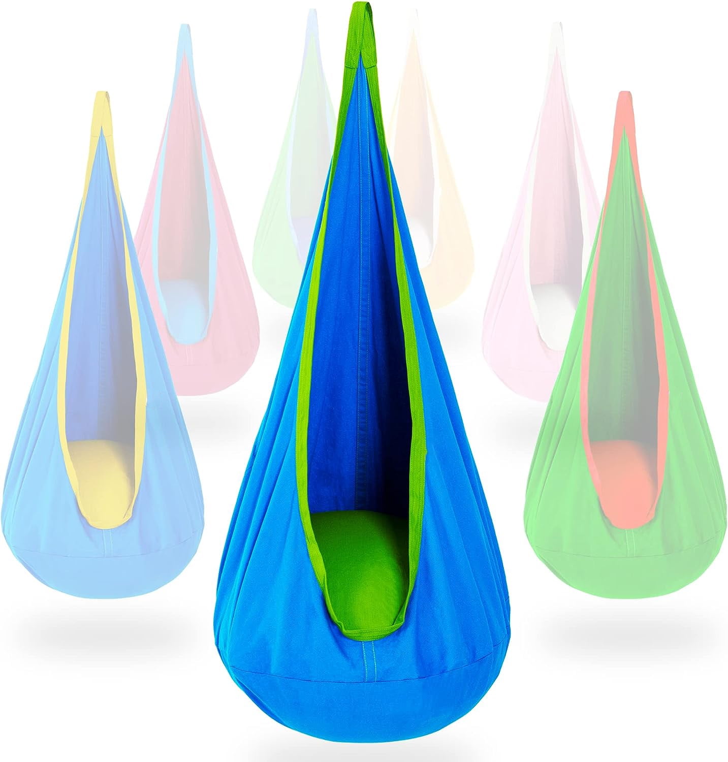 Kids Pod Swing Chair, Hammock Swing for Indoor and Outdoor Use (Blue