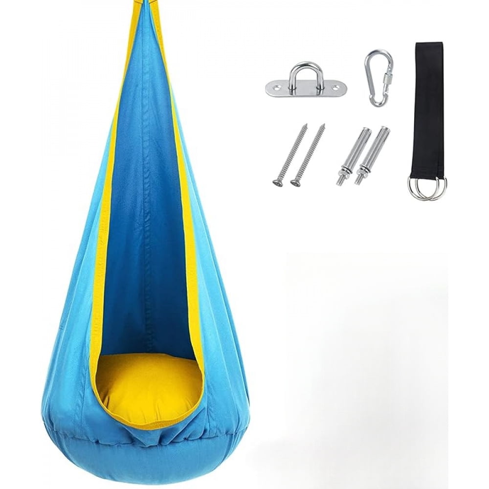 Kids Pod Swing Chair, Hanging Hammock Chair with Inflatable Pillow ...