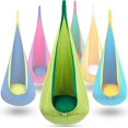 thumbnail image 1 of Kids Pod Swing Chair, Hanging Hammock Chair with Inflatable Pillow, Sensory Pocket for Outdoor and Indoor, Max 176Lbs(Green, 1 of 13