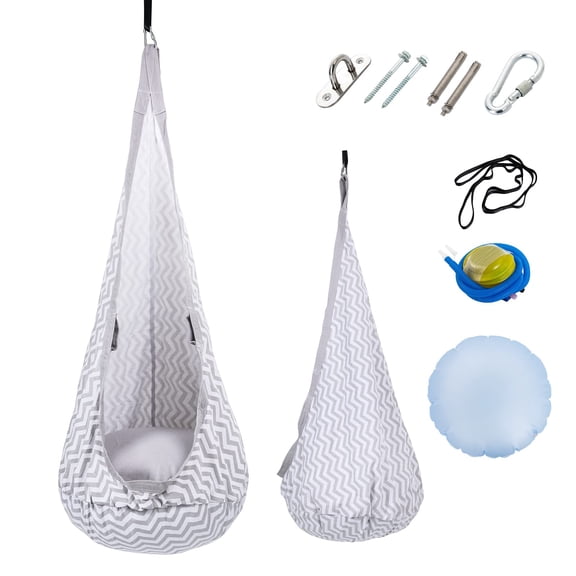Kids Pod Swing Seat Child Swing Chair with PVC Inflatable Cushion for Indoor and Outdoor Play Durable Portable