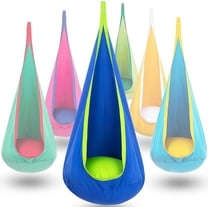 Kids Pod Swing Seat, Hanging Hammock Chair Swing with Inflatable Pillow, Sensory Swing Chair with Pocket for Outdoor and Indoor