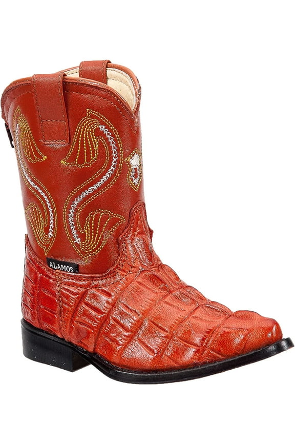 Kids Pointed Snip Toe Crocodile Print Boots