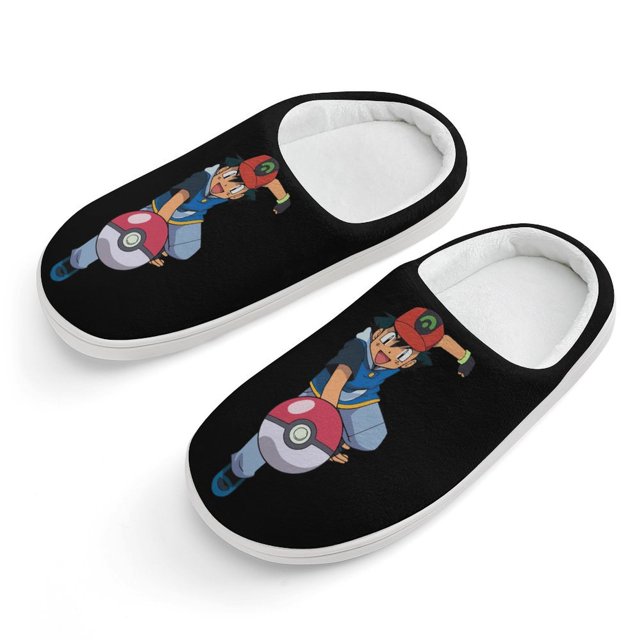 Kids Pokemon Cotton Slippers Plush Warm White Slides Indoor Outdoor