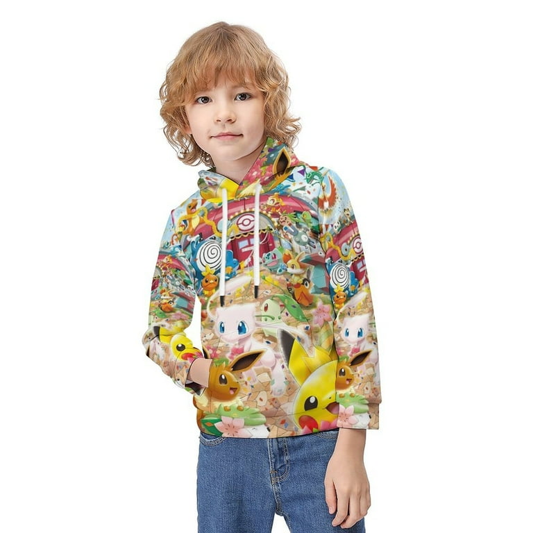 Kids Pokemon Hoodie with Pockets Long Sleeve Drawstring Sweatshirts Anime Pullover 8 10 Y Walmart