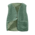 thumbnail image 1 of Kids Polar Fleece Vest Toddler Girls Fuzzy Sherpa Jackets Sleeveless Fall Winter Button Down Waistcoat Outerwear Green, 9 Years, 1 of 6