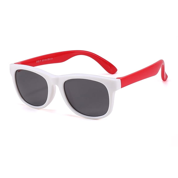 Kids Polarized Flexible TPEE Rubber Frame Toddler Shades Boys Girls Ages 3-12 Outdoor Daily Leisure Summer Sun Glasses, White