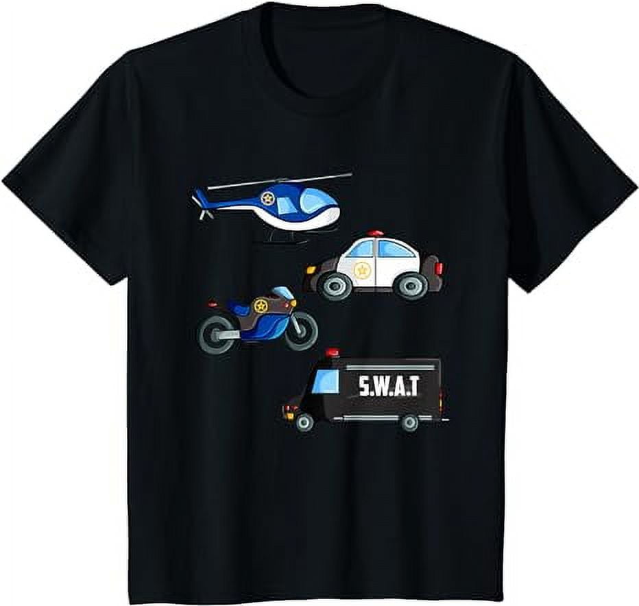 Kids police car t shirt boys different police cars and vehicles t shirt