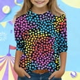 thumbnail image 1 of Kids Polka Dot Top for Girls 3/4 Sleeve Black Colorful Dots Stretchy Casual Shirt for Play School Everyday,Size 9-10T, 1 of 5