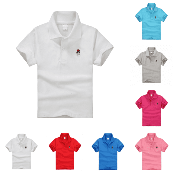 Kids Polo Shirt Quick Dry Lightweight Short Sleeve Collared Golf Tshirts Back To School Casual Print School Uniform Tees White 2-3 Years