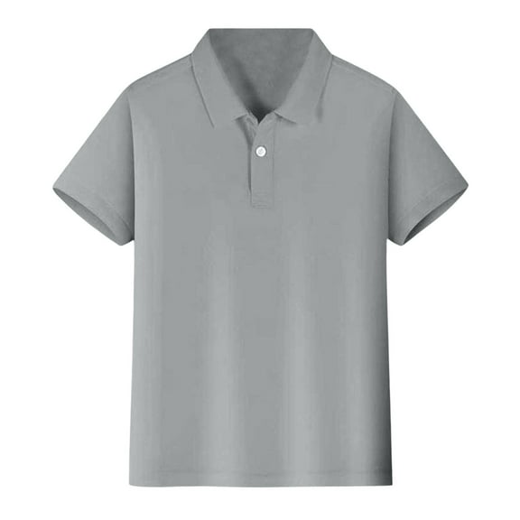 Kids Polo Shirts Boys Short Sleeve Grey Button up Shirt Boys Kids Shirt for Boy 5-6 Years