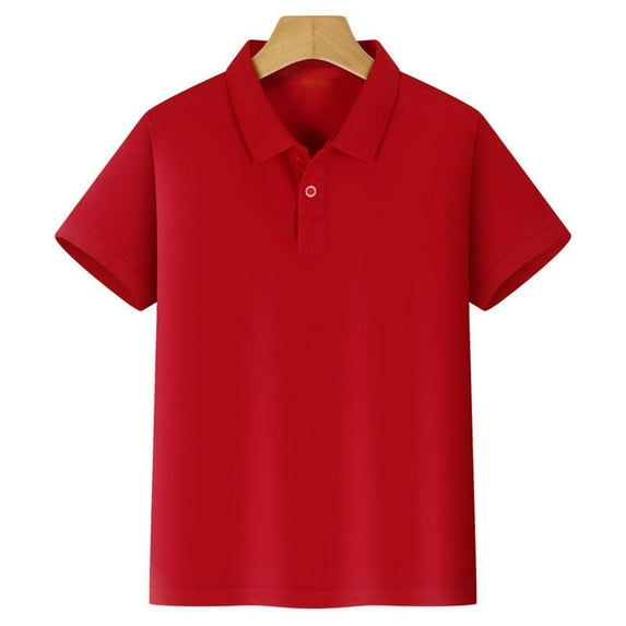 Kids Polo Shirts Boys Short Sleeve Red Shirt Boys Boys Spring Dress Shirt for Boy 9-10 Years