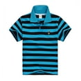 thumbnail image 1 of Boys Girls Polo Short Sleeve Shirt Stripes Button and Cotton Soft Comfortable Casual Spring and Summer Tops Kids Clothing Sky Blue 4-5 Years, 1 of 2