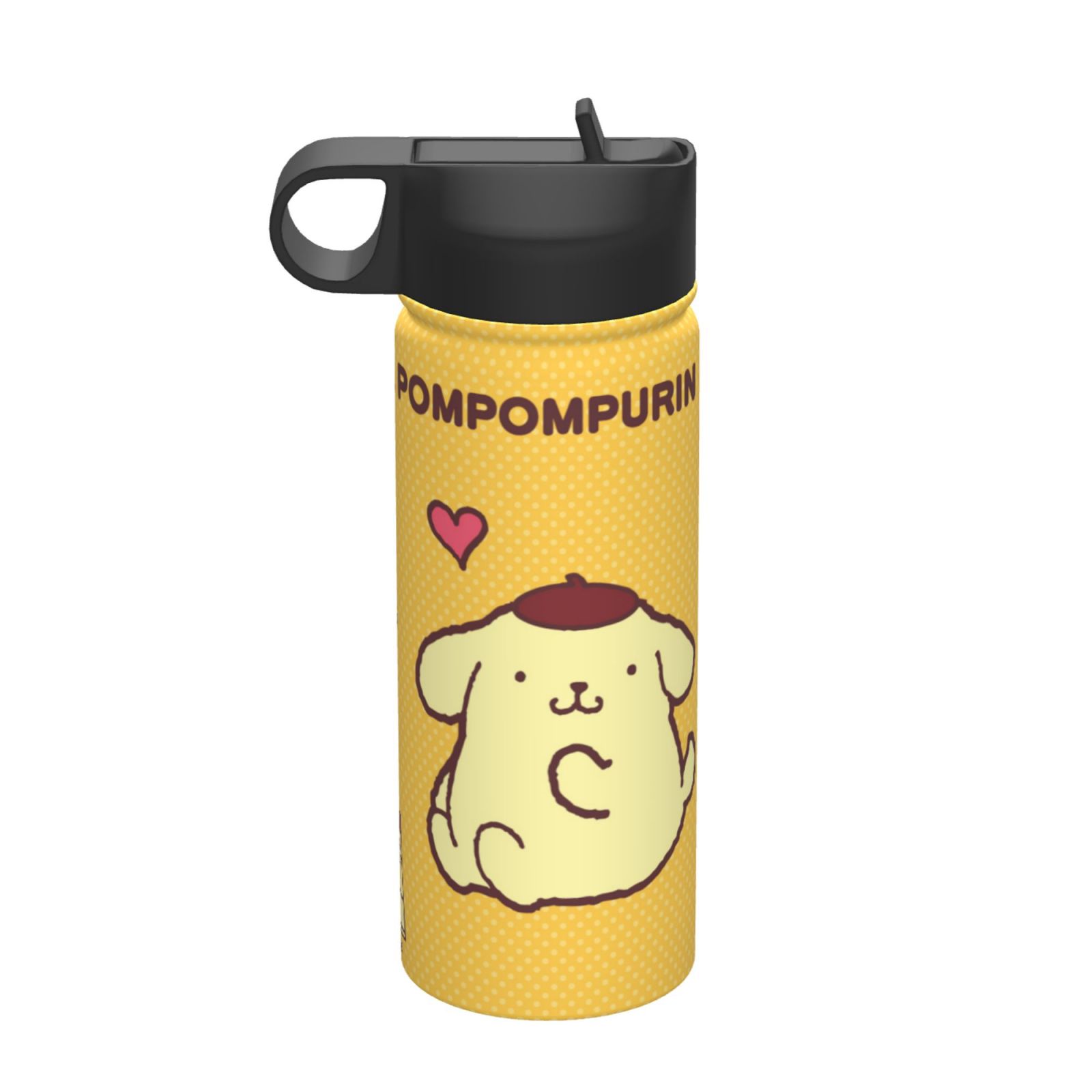 Kids Pompompurin Water Bottle Vacuum Insulated Stainless Steel Thermos Bottle With Straw Reusable Cup For Students Boys Girls