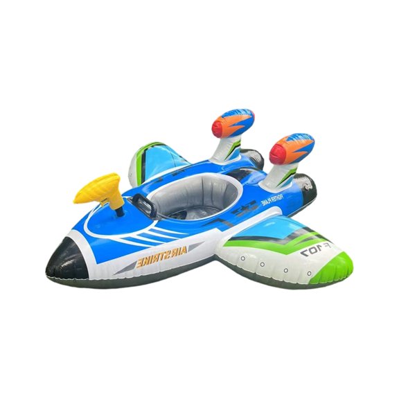 Kids Pool Float with Water Gun Inflatable Boat Airplane Ride-On Pool Floats for Toddlers Handle + Squirt Gun + Dual Seat + UV-Resistant Vinyl + Easy Inflate/Deflate Ages 1-6 Backyard Beach Play,D
