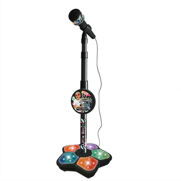 Kids Portable Karaoke Microphone with Adjustable Stand, LED Stage Lights Singing Toy Gift for Home Party