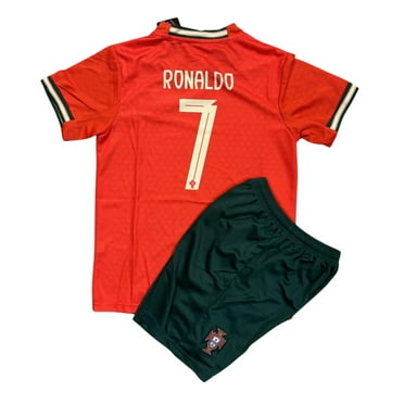 Kids Portugal Home Ronaldo #7 Soccer Set Jersey and Short Fan Soccer Apparel - Red - Youth X-Small