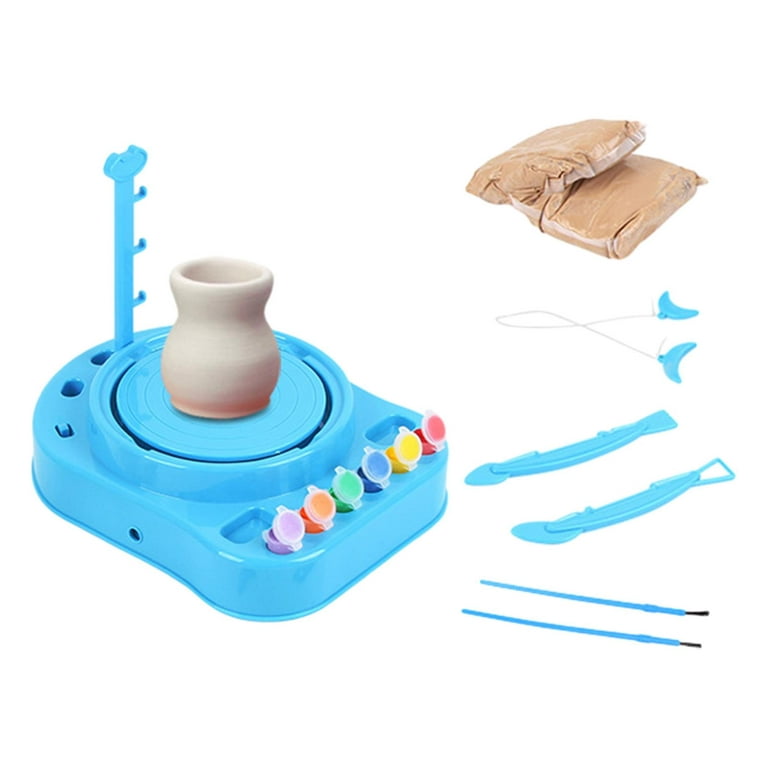 Kids Pottery Forming Machine DIY Pottery Wheel for Kids for Problem Solving Blue, Size: 22.9cmx29cmx7.5cm