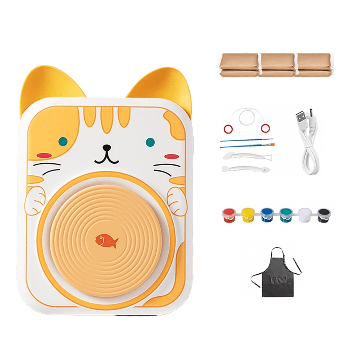 Kids' Pottery Wheel Clay Sculpting Tools and Painting Kit, DIY Kit