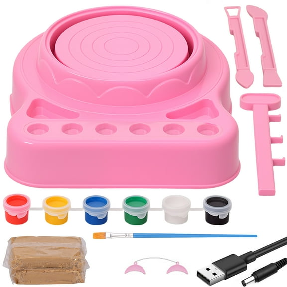 Kids Pottery Wheel Kit Complete Mini Pottery Wheel and Painting Kit Electric Pottery Wheel Craft Kit DIY Clay Making Machine with Shaping Tools for Adults Kids Beginners