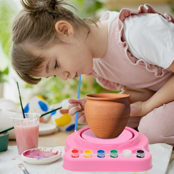 Kids Pottery Wheel Kit Complete Mini Pottery Wheel and Painting Kit Electric Pottery Wheel Craft Kit DIY Clay Making Machine with Shaping Tools for Adults Kids Beginners