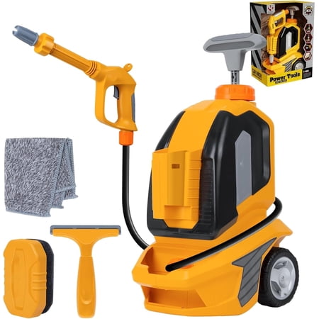 Kids Power Washer Toy, Kids Power Washer, Kids Clean Car Wash Toy, Toddler Cleaning Set Car Washing Kit with Scraper,Sponge,Rag, Manual Pressure Washer, Pretend Play Toy Gift for Ages 3+
