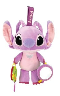 Kids Preferred Disney Baby Lilo and Stitch Angel On The Go Activity Toy with Teether Rings, On The Go Clip, Crinkle Texture, and Mirror